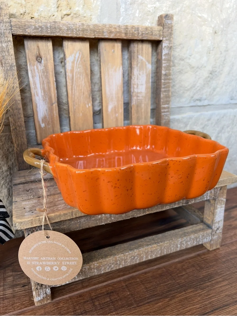 🆕 10 Strawberry Street Orange Casserole / Baking Dish!